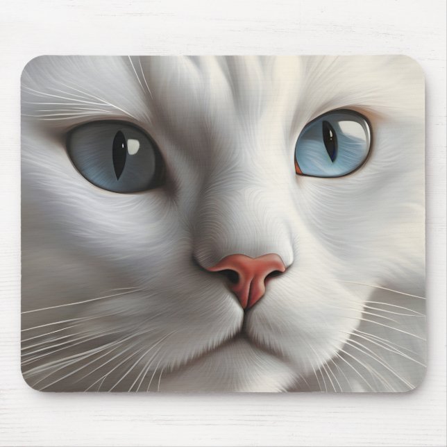 Weiße Katze Mousepad (Vorne)