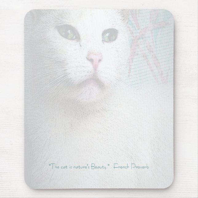 Weiße Katze Mousepad (Vorne)