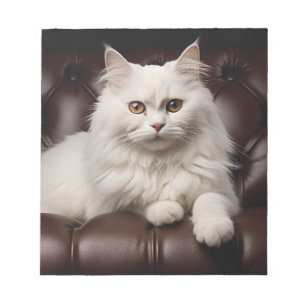 Weiße Katze Notizblock