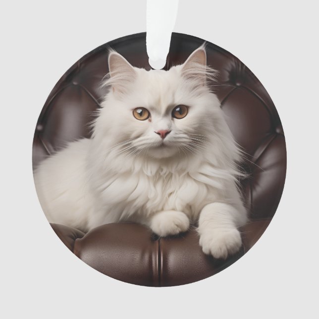 Weiße Katze Ornament (Vorderseite)