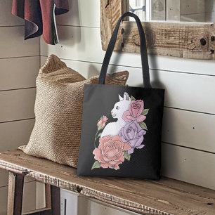 Weiße Katze Pastell-Blumen Schwarz Romantische Bot