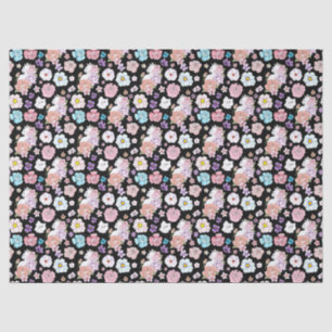 Weiße Katze Pastell Blumen Schwarz Romantische Bot Seidenpapier