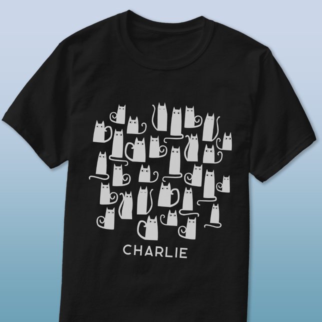 Weiße Katze Personalisiert T-Shirt (White cats personalized name t-shirt)