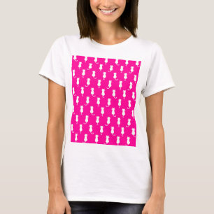 Weiße Katze Polka Dot Muster Abgeschieden auf Fucs T-Shirt