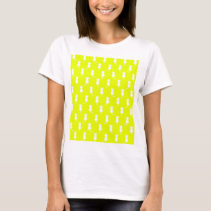 Weiße Katze Polka Dot Muster Abgeschieden auf Gelb T-Shirt