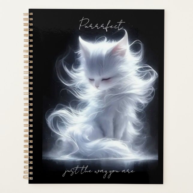 Weiße Katze Purrfect Planer (Vorderseite)