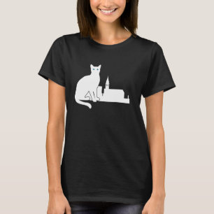 Weiße Katze Reise Silhouette Alhambra Spanien T-Shirt