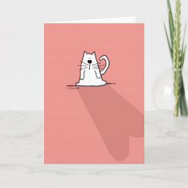 Weiße Katze, rosa Herzchen Feiertagskarte