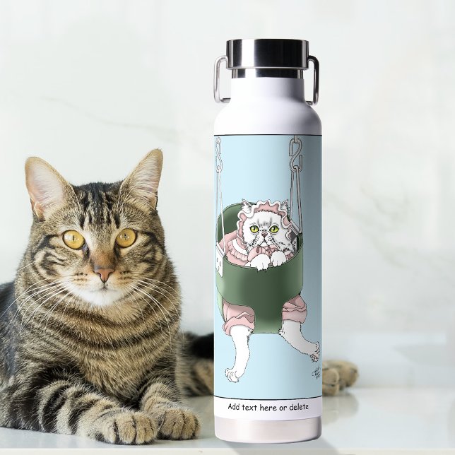 Weiße Katze Rosa Kleid Funny Swing Trinkflasche (Von Creator hochgeladen)