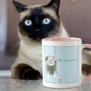 weiße Katze rosa Kleid lustige Schaukel Tasse