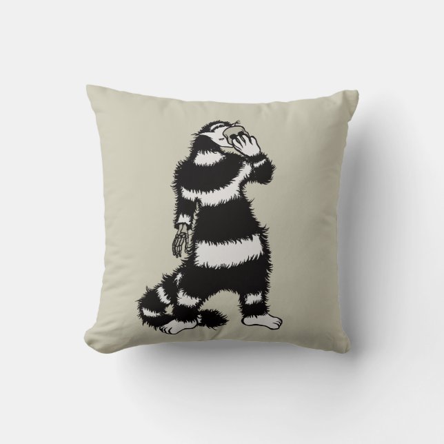 Weiße Katze Schädelmaske Whimsical Gothic Kissen (Vorderseite)