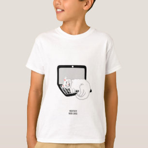 Weiße Katze Schlafen auf Laptop Boys Weiß T Shirt