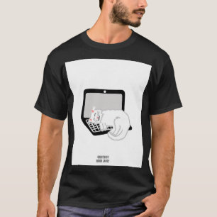 Weiße Katze Schlafen auf Laptop Männer Schwarz T S T-Shirt