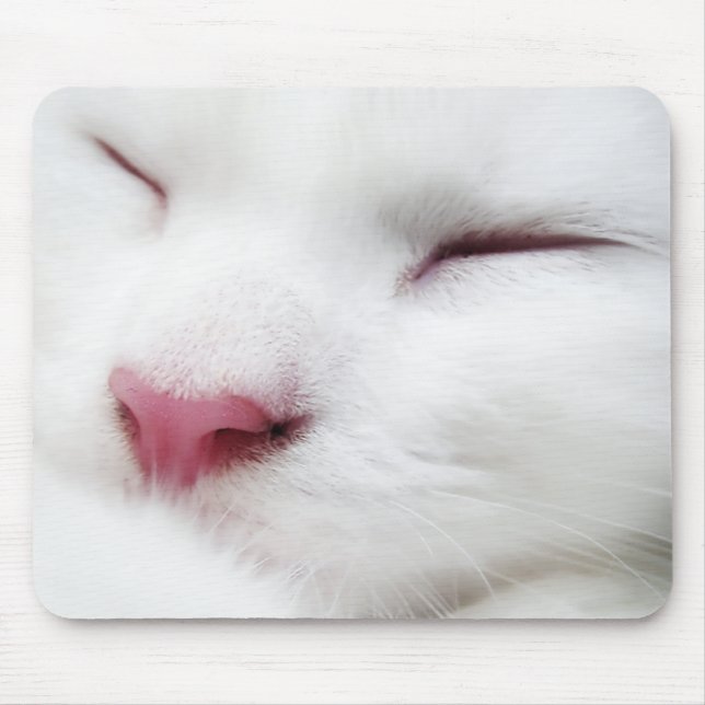 Weiße Katze Schlafmousepad Mousepad (Vorne)