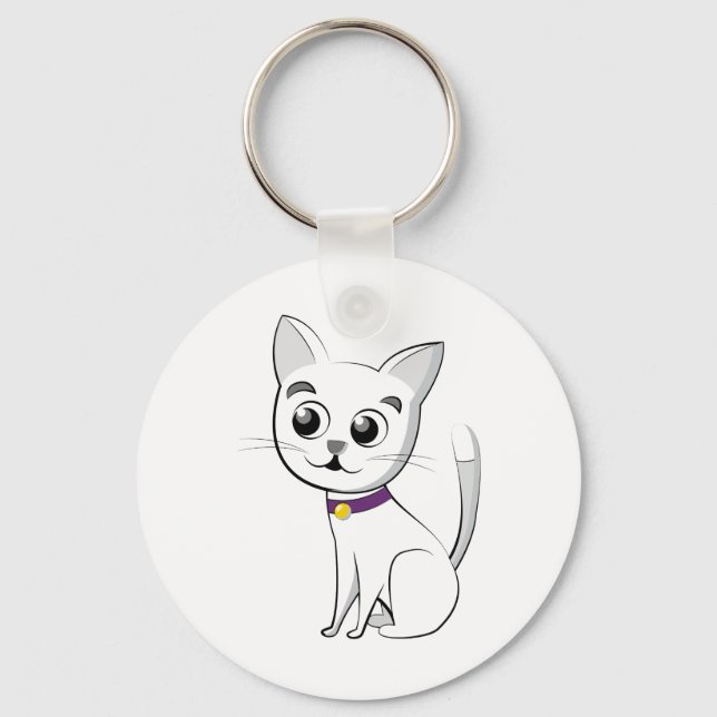Weiße Katze Schlüsselanhänger (Vorderseite)