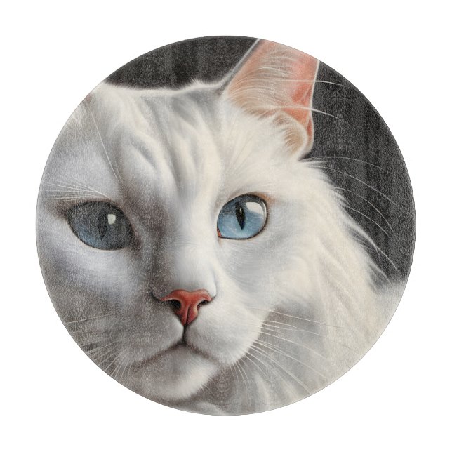 Weiße Katze Schneidebrett (Vorderseite)