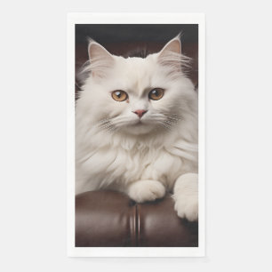 Weiße Katze Serviette