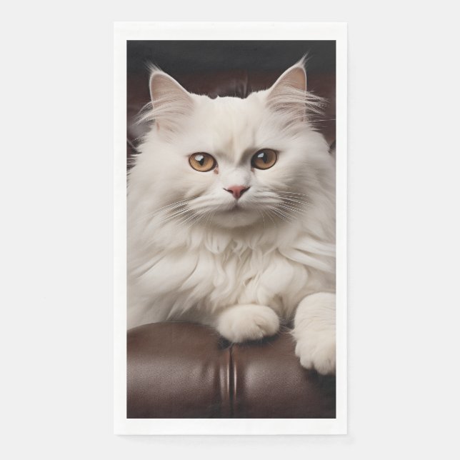 Weiße Katze Serviette (Vorderseite)