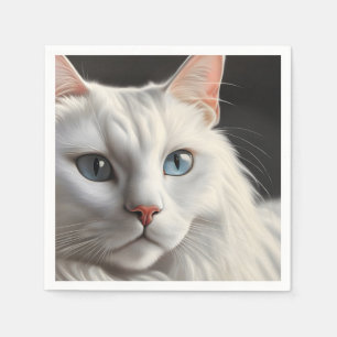 Weiße Katze Serviette