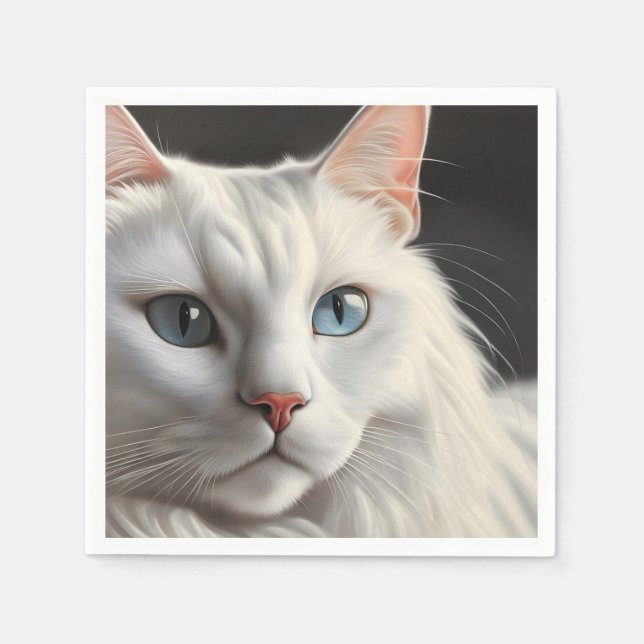 Weiße Katze Serviette (Vorderseite)