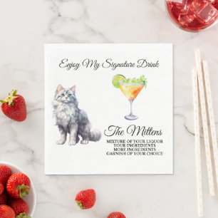 Weiße Katze Signature Trinkservietten mit Foto Serviette