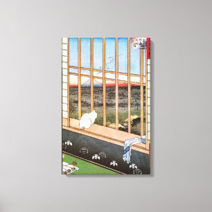 Weiße Katze sitzt am Fenster, Utagawa Hiroshige Leinwanddruck