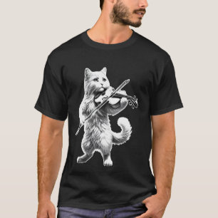 Weiße Katze spielt Geige für Kätzchen und Geige T-Shirt