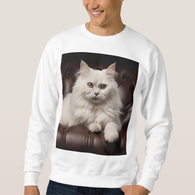 Weiße Katze Sweatshirt (Vorderseite)