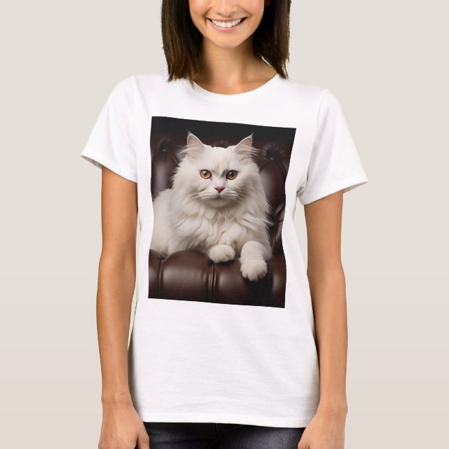 Weiße Katze T-Shirt (Vorderseite)