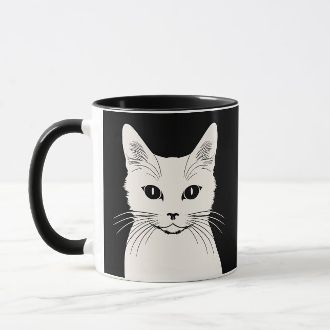 Weiße Katze Tasse (Links)