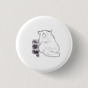 Weiße Katze und Begleiter-Plüschgeschenk Button