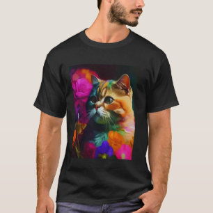 weiße Katze und Blumen, Katzenliebhaber, Frauen Ka T-Shirt