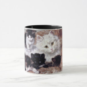 Weiße Katze und ihre Kätzchen von Henriette Ronner Tasse