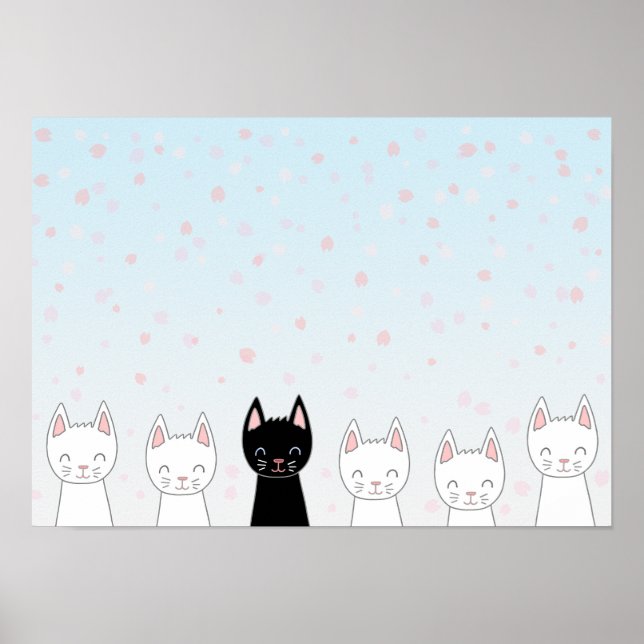 Weiße Katze und schwarze Katze Poster (Vorne)