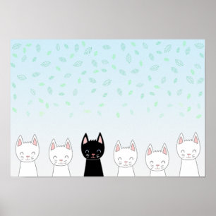 Weiße Katze und schwarze Katze Poster