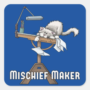 Weiße Katze Unruhestifter Quadratischer Aufkleber