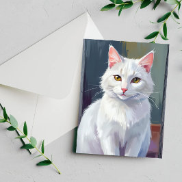 Weiße Katze | Wasserfarben-Katze Haustier-Malerei 