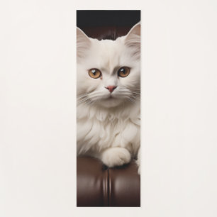Weiße Katze Yogamatte
