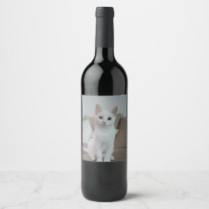 Weiße Katze Zazzle_Growshop. Weinetikett