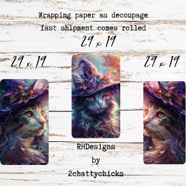 Weiße Katzen als Hexen-Lila-Decoupage Geschenkpapier Set