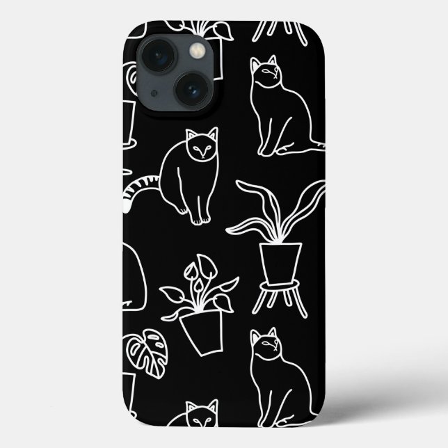 Weiße Katzen auf schwarz Case-Mate iPhone Hülle (Rückseite)