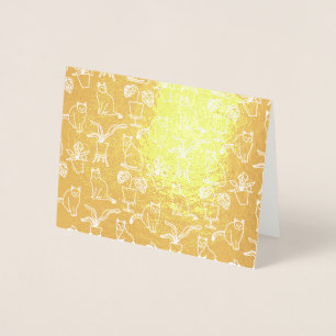 Weiße Katzen auf schwarz Folienkarte