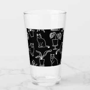 Weiße Katzen auf schwarz Glas