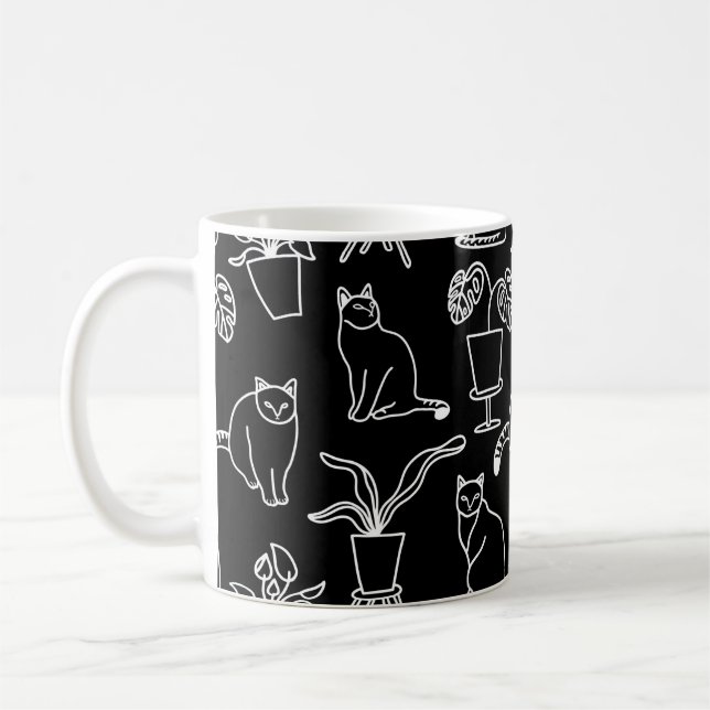 Weiße Katzen auf schwarz Kaffeetasse (Links)