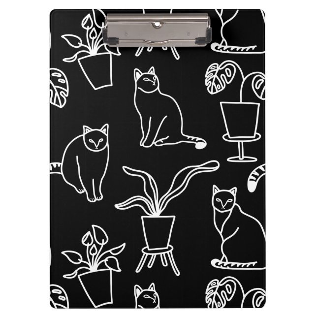 Weiße Katzen auf schwarz Klemmbrett (Vorderseite)