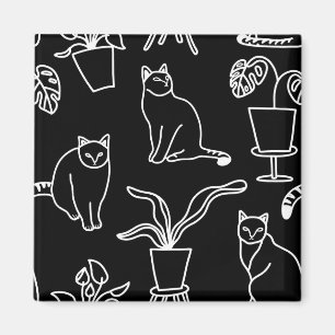 Weiße Katzen auf schwarz Magnet