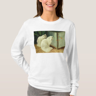 Weiße Katzen, die Goldfisch aufpassen T-Shirt