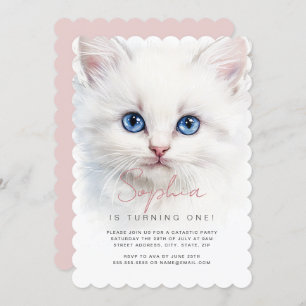 Weiße Katzen Erstgeburt Einladung