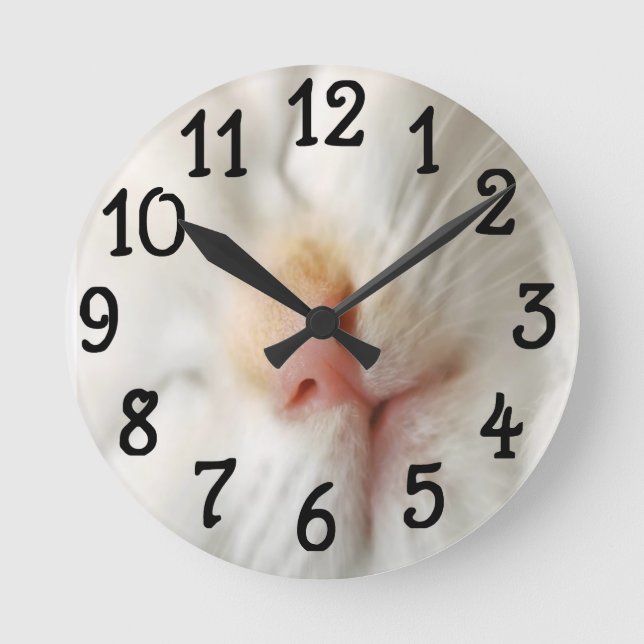 Weiße Katzen-Gesichtsentwurf Wanduhr (Vorderseite)