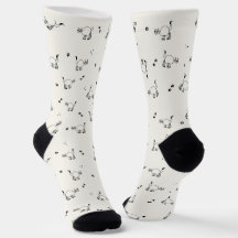 Weiße Katzen-Linienkunst-Muster-Socken